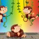 monkeys-hanging-liana-rainbow-gradient-background_1308-74978